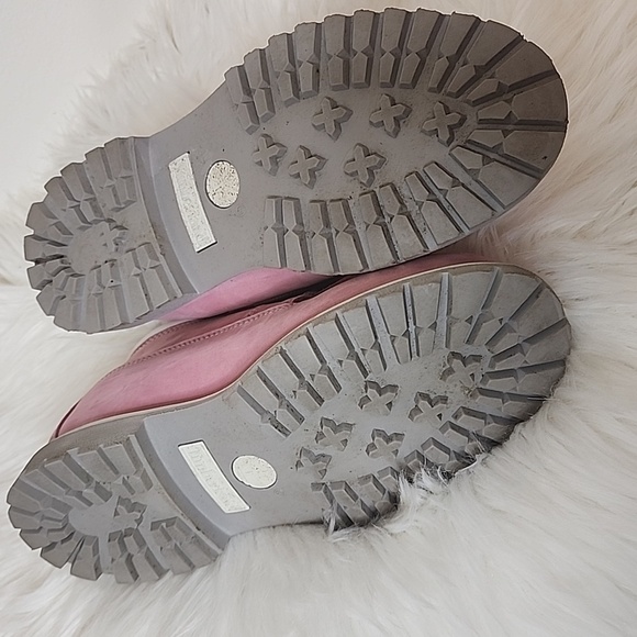 Timberland Nellie Chukka Ankle Boots Pink Leather Rugged Lug Sole Spring Outdoor - Picture 7 of 11